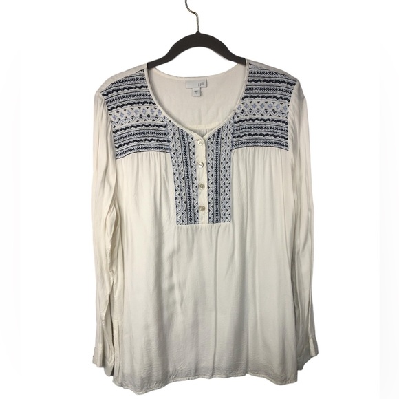 J. Jill Tops - J. Jill Women’s Tunic Top Embroidered Peasant Cuffed Sleeve